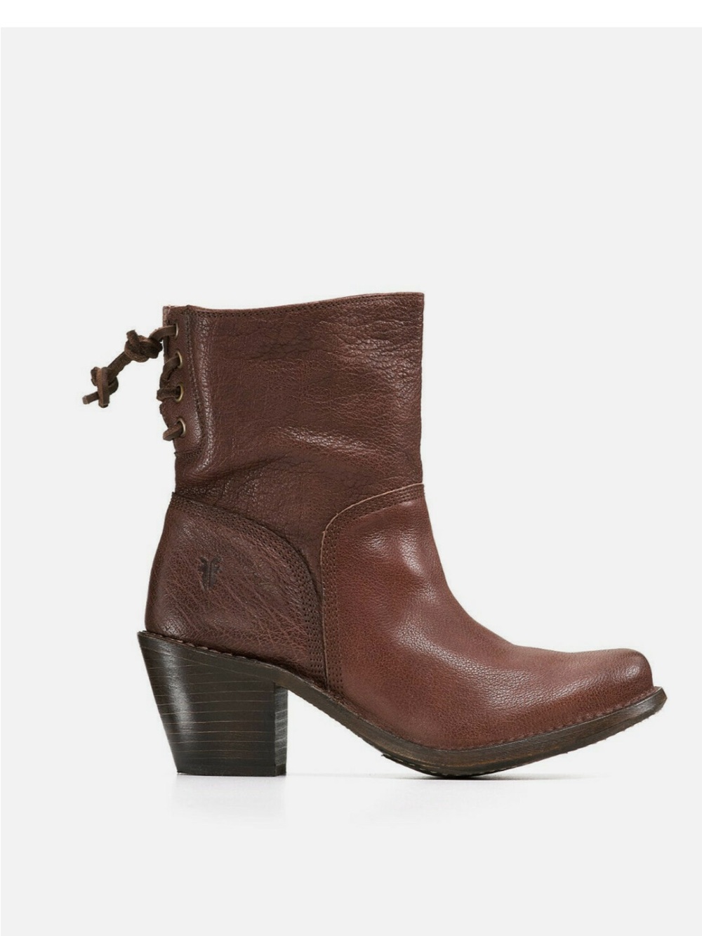 Frye Brown Carmen Back Lace Ankle Boots size 7.5 B